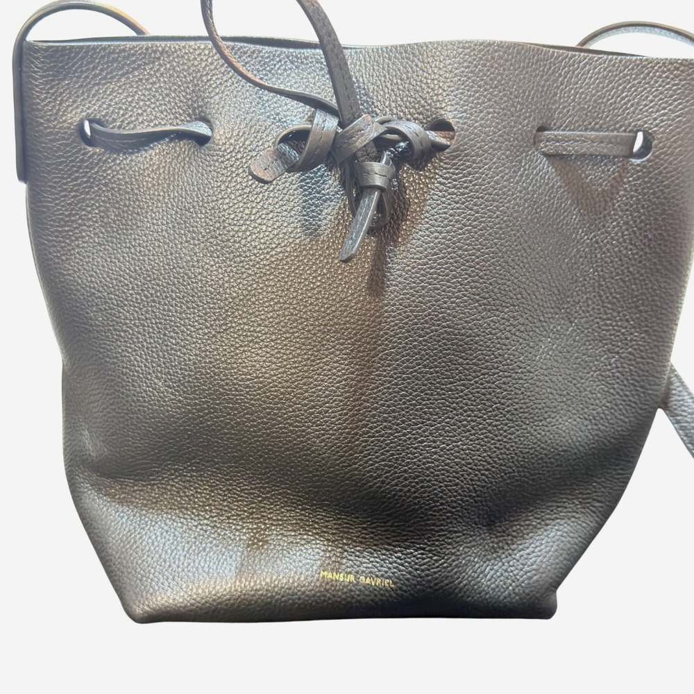 Mansur Gavriel Bucket Bag Womens Mini Black Pebbled Leather Made in Italy Luxury
